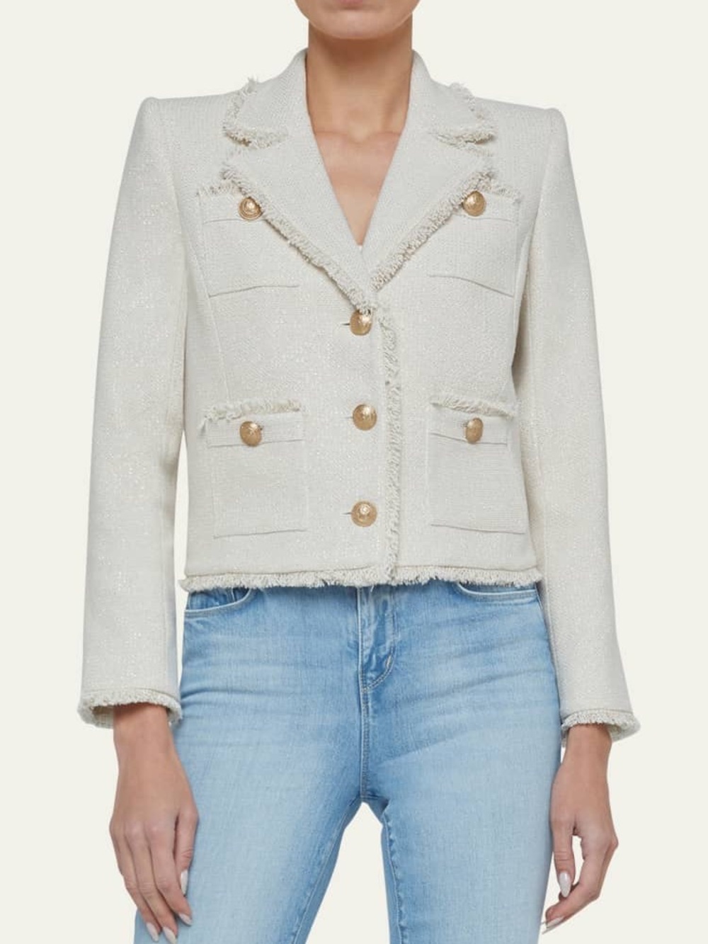 L’Agence Sylvia Metallic Tweed Jacket NWT